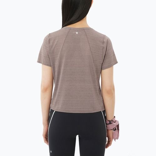 Damen-Laufshirt Salomon Shakeout Air Cropp iron