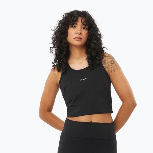 Damen Laufshirt Salomon SHAKEout Bliss Tanklette deep black