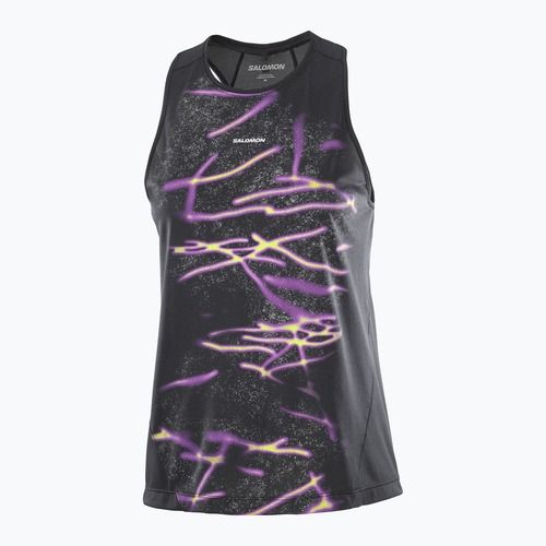 Damen-Laufshirt Salomon Shakeout Core Tank GFX deep black