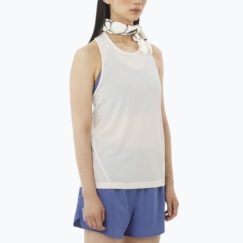Damen-Laufshirt Salomon Shakeout Core Tank whisper white