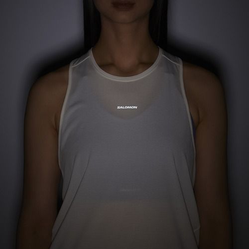 Damen-Laufshirt Salomon Shakeout Core Tank whisper white