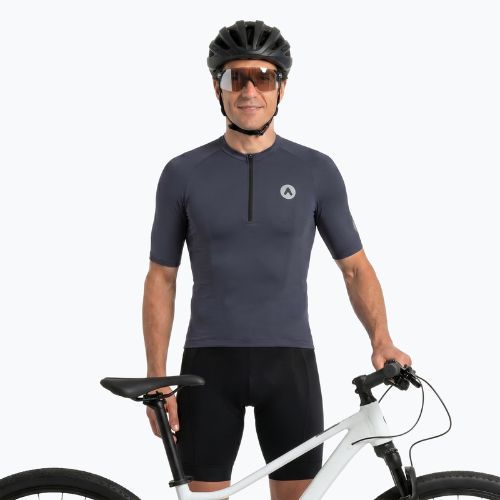 Herren-Fahrradtrikot ATTABO TEVRA mit kurzem Reißverschluss, schwarz