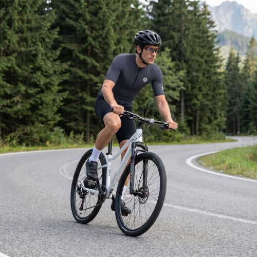 Herren-Fahrradtrikot ATTABO TEVRA mit kurzem Reißverschluss, schwarz