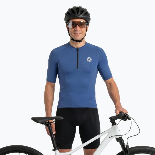 Herren-Fahrradtrikot ATTABO TEVRA mit kurzem Reißverschluss, marineblau