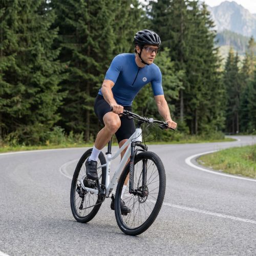 Herren-Fahrradtrikot ATTABO TEVRA mit kurzem Reißverschluss, marineblau