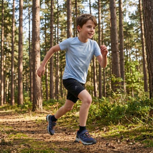 Kinder-Trekking-T-Shirt KADVA Merivra merino blue