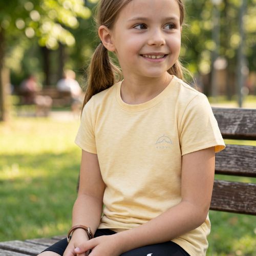 Kinder-Trekking-T-Shirt KADVA Merivra Merinowolle Pfirsich