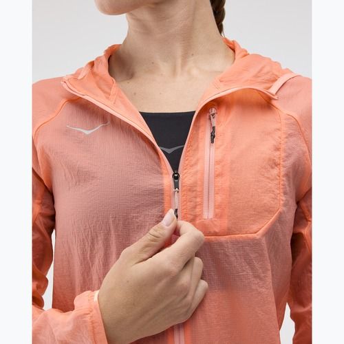 Damen-Laufjacke HOKA Skyflow neon cantaloupe