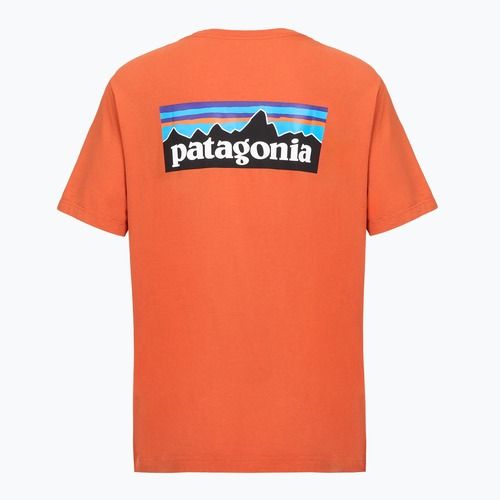 Herren T-Shirt Patagonia P-6 Logo coal orange