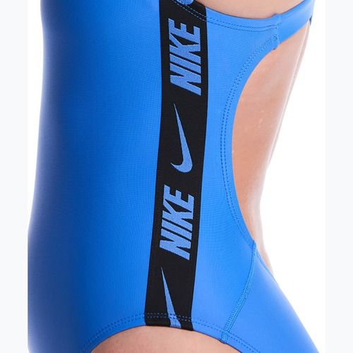 Damen Badeanzug Nike Logo Tape Fastback blue crystal