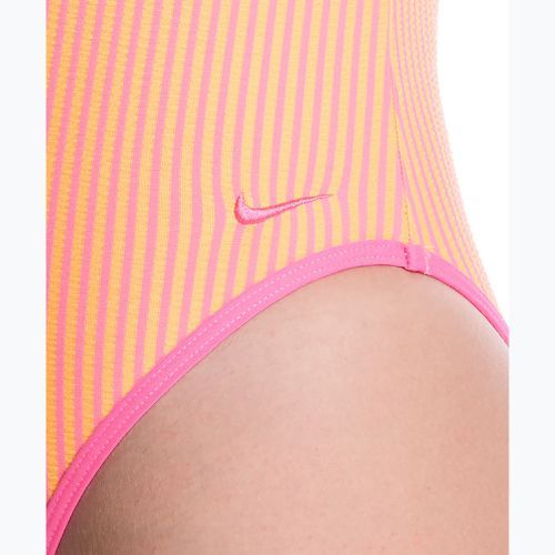 Damen Badeanzug Nike Ocean Bound Ripple Texture Square Neck pink glow