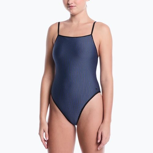 Damen Badeanzug Nike Ocean Bound Ripple Texture Square Neck slate