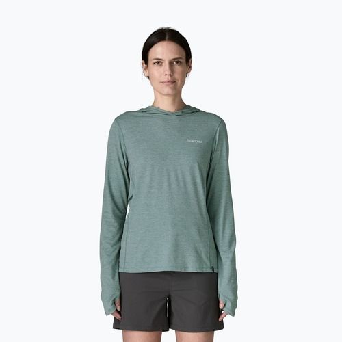 Damen Sweatshirt Patagonia Capilene Cool Sun Hoody nouveau green/blue sage x-dye