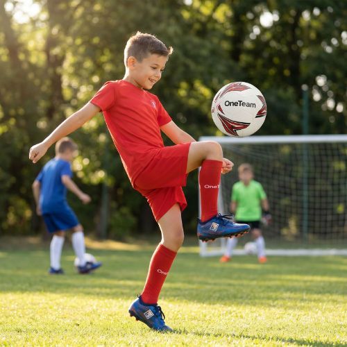 Kinder-Fußballset OneTeam Precision Set Trikot und Shorts rot