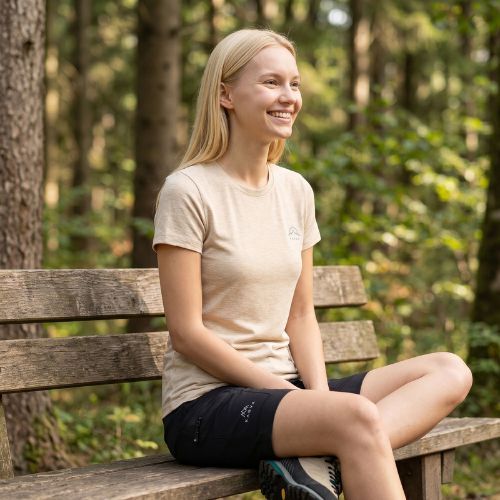 Damen-Trekkingshirt KADVA Merivra merino beige