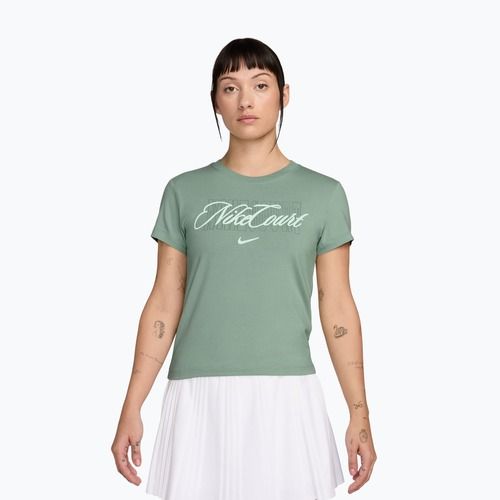 Damen-Tennisshirt Nike Court Heritage steam/barely green