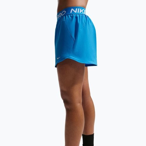 Damen Trainingsshorts Nike Pro 2in1 light photo blue/white