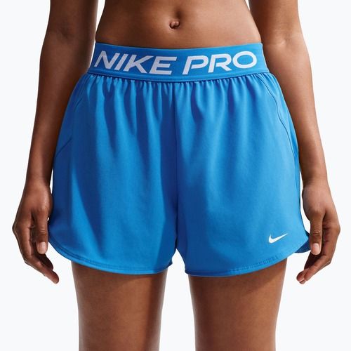 Damen Trainingsshorts Nike Pro 2in1 light photo blue/white
