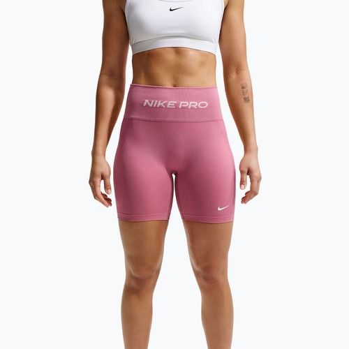 Damen Trainingsshorts Nike Pro Seamless High Waisted Biker 5" peony/white