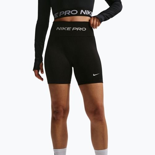 Damen Trainingsshorts Nike Pro Seamless High Waisted Biker 5" black/white
