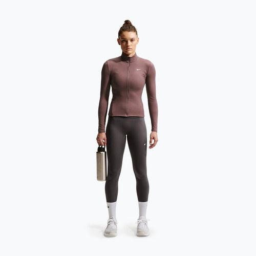 Damen-Trainingssweatshirt Nike One Fitted Dri-Fit Full-Zip burgundy tattoo/white