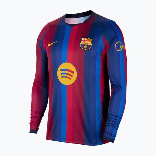 Herren-Fußballtrikot mit langen Ärmeln Nike FC Barcelona Dri-Fit Stadium Home LS deep garnet/blue void/mineral yellow