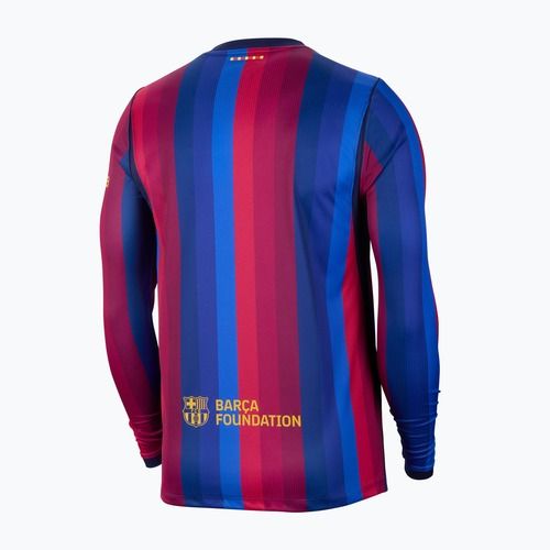 Herren-Fußballtrikot mit langen Ärmeln Nike FC Barcelona Dri-Fit Stadium Home LS deep garnet/blue void/mineral yellow