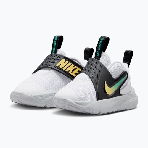 Kinderschuhe Nike Team Hustle D 12 white/black/clear emerald/topaz gold