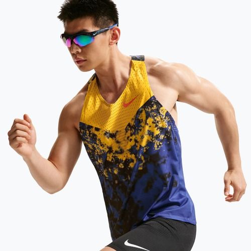 Herren-Laufshirt Nike AeroSwift Dri-Fit ADV Singlet citron pulse/lapis/bright crimson