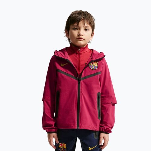Kinder Fußballjacke Nike FC Barcelona Tech Full Zip noble red/black/mineral yellow