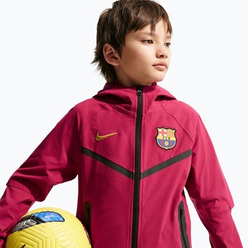 Kinder Fußballjacke Nike FC Barcelona Tech Full Zip noble red/black/mineral yellow