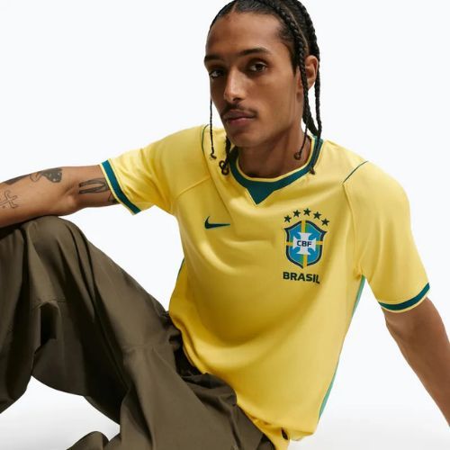 Herren-Fußballtrikot Nike Brazil 2026 Stadium Home Soccer Replica canary/light menta/geode teal