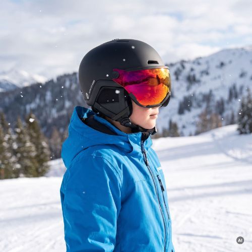 Kinder-Skihelm ATTABO Avens 2.0 Jr Visier schwarz