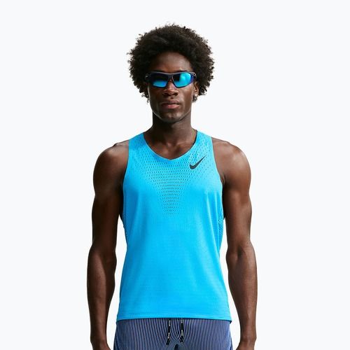 Herren-Laufshirt Nike AeroSwift light current blue/black