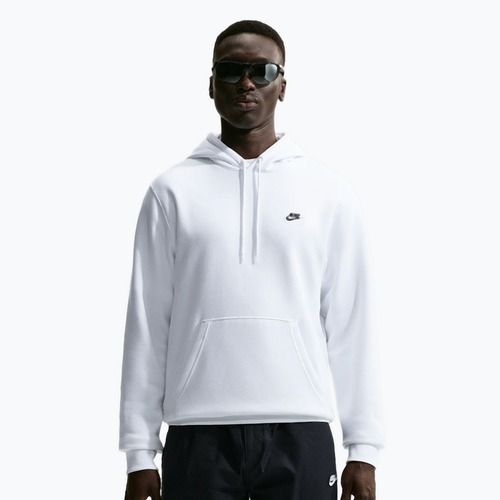 Herrenpullover Nike Club Pullover Hoodie white/white/black