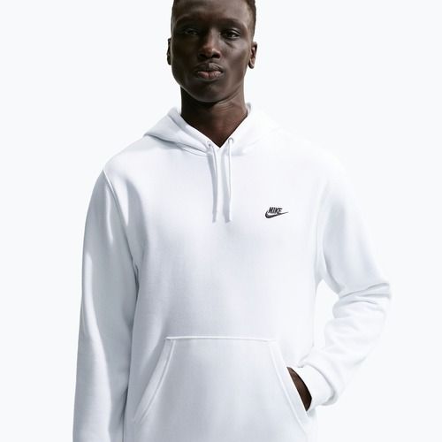 Herrenpullover Nike Club Pullover Hoodie white/white/black