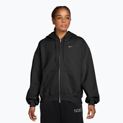 Damenpullover Nike Studio Fleece Medium Weight Oversized Full Zip total black/sail