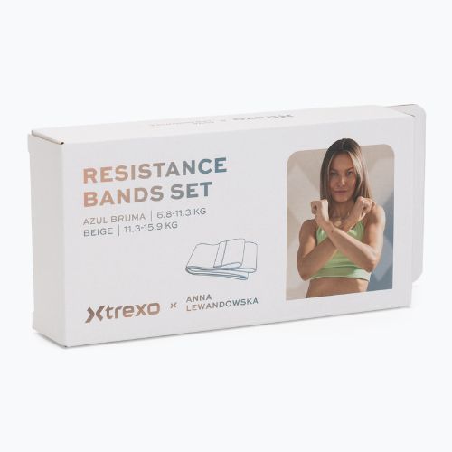 Fitness-Trainingsbänder Set XTREXO x Anna Lewandowska bands Beige/Azul Bruma