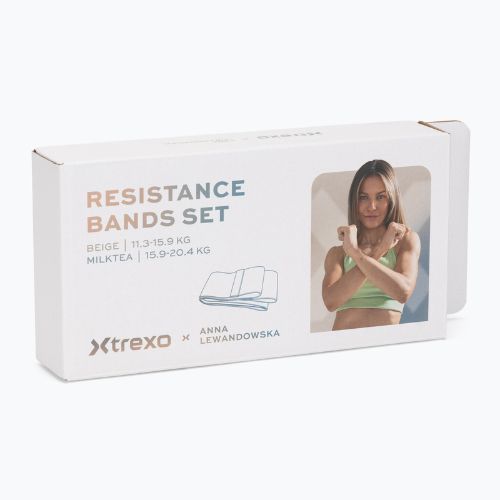 Fitness-Trainingsbänder Set XTREXO x Anna Lewandowska bands Beige/Milktea