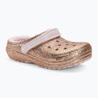 Crocs Classic Lined Glitter Clog gold/kaum rosa Kinder Pantoletten