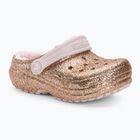 Crocs Classic Lined Glitter Clog gold/kaum rosa Kinder Pantoletten