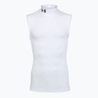 Trainings-T-Shirt Herren Under Armour HG Armour Comp Mock SL castlerock/white