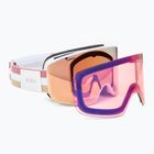 Skibrille Damen Giro Ella white lx stripe/Rosa gold/infrared