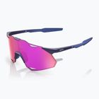 Sonnenbrille 100% Hypercraft XS satin storm metallic/purple mirror