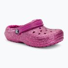 Crocs Classic Lined Glitter Clog fuchsia fun/multi Kinder-Pantoletten