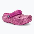 Crocs Classic Lined Glitter Clog fuchsia fun/multi Kinder-Pantoletten