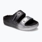 Crocs Classic Cozzzy Glitter Sandale schwarz/silberne Flip-Flops