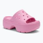 Crocs Stomp Slide Damen rosa Tweed-Flipflops
