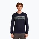 Herren Thermoaktivshirt icebreaker Merino 200 Oasis Crewe Elevation Line midnight navy