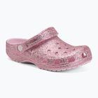 Kinder-Flip-Flops Crocs Classic Chunky Glitter pink milk